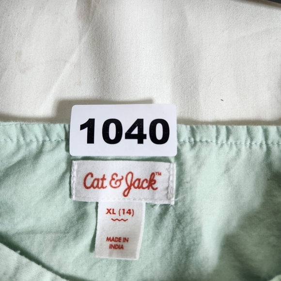 Cat & Jack Light Mint Green Kids XL 14 Dress Embroidery White Flowers - Picture 4 of 9